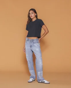 Cherry Basic Boxy Women'S T-Shirt (Black) Best Sale