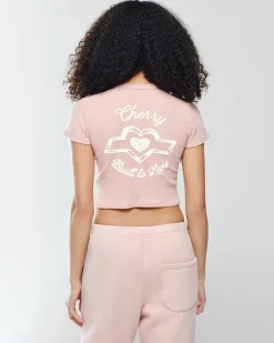 Cherry Built To Love Thermal Baby Tee (Rose) Hot
