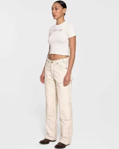 Cherry Chain Stitch Baby Tee (Vintage White) Shop