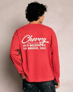 Cherry Cams Pocket L/S T-Shirt (Vintage Red) Outlet