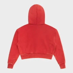 Cherry Cropped Thermal Zip-Up (Vintage Red) Fashion