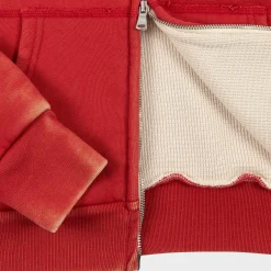 Cherry Cropped Thermal Zip-Up (Vintage Red) Fashion