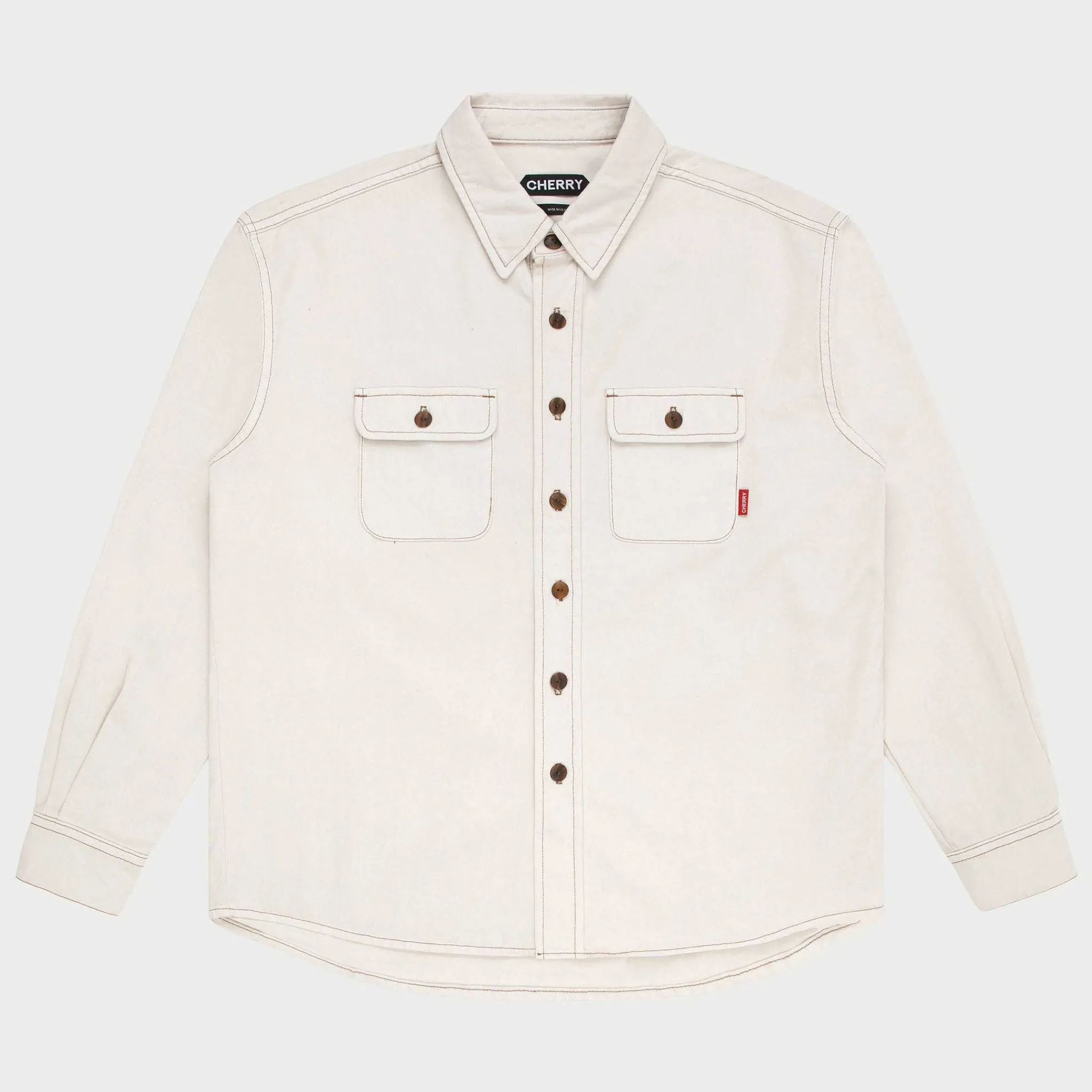 Cherry Denim Overshirt (Vintage White) Online