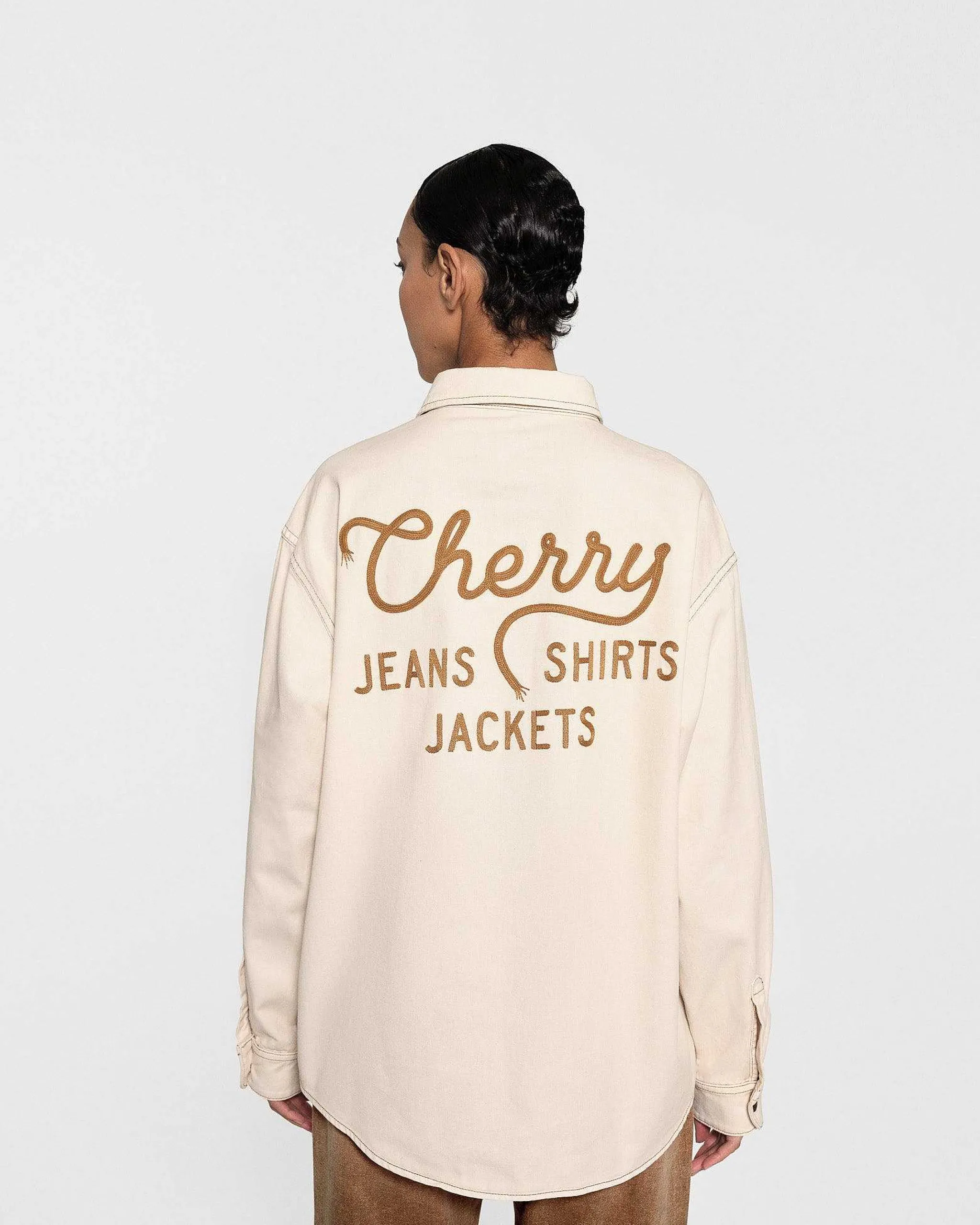 Cherry Denim Overshirt (Vintage White) Online