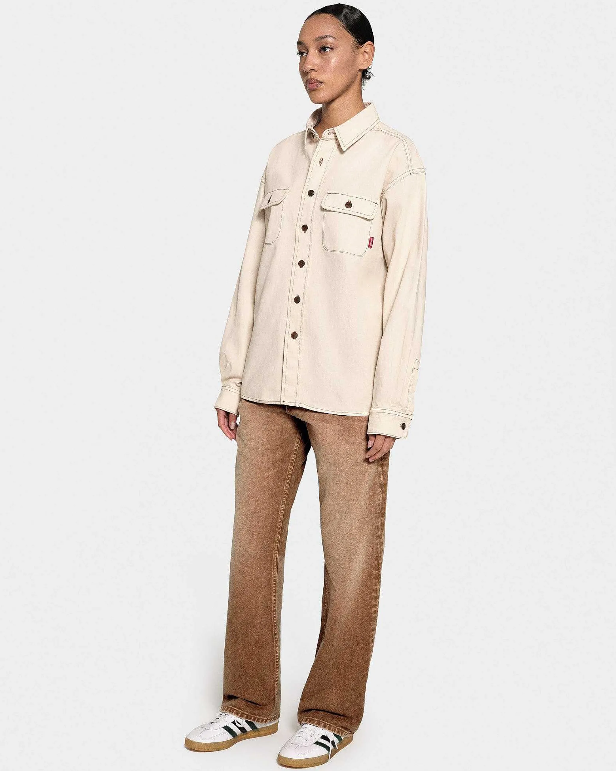 Cherry Denim Overshirt (Vintage White) Online