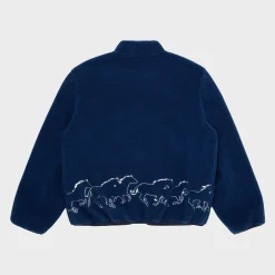 Cherry Embroidered Sherpa Jacket (Royal) New