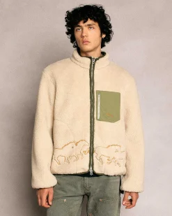 Cherry Embroidered Sherpa Jacket (Natural) Discount