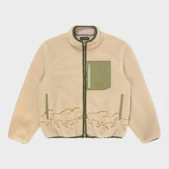 Cherry Embroidered Sherpa Jacket (Natural) Discount