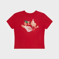 Cherry Flying Baby Tee (Vintage Red) Fashion