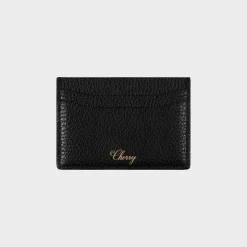 Cherry Leather Card Holder (Black) Cheap
