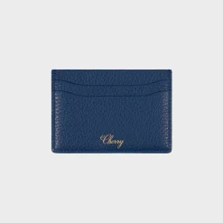 Cherry Leather Card Holder (Blue) Online