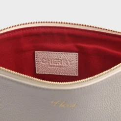 Cherry Leather Pouch (Cream) New