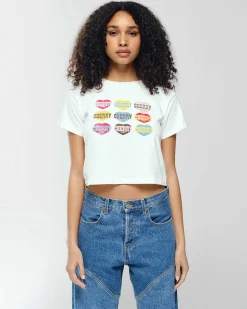 Cherry Lovers Boxy Baby Tee (White) Flash Sale