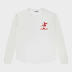 Cherry Men'S Henley Thermal L/S T-Shirt (White) Sale