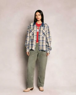 Cherry Plaid Zip Shirt Jacket (Beige) Shop