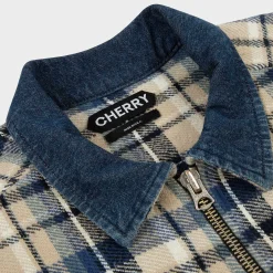 Cherry Plaid Zip Shirt Jacket (Beige) Shop