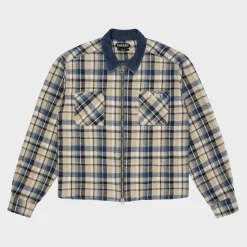 Cherry Plaid Zip Shirt Jacket (Beige) Shop