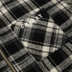 Cherry Plaid Zip Shirt Jacket (Black) Flash Sale