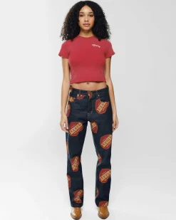 Cherry Printed Relaxed Five Pocket (Indigo) Best