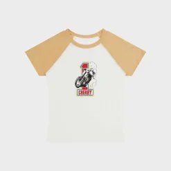 Cherry Raglan Baby Tee (Camel) Hot