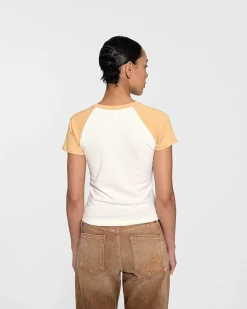 Cherry Raglan Baby Tee (Camel) Hot