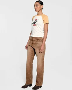 Cherry Raglan Baby Tee (Camel) Hot