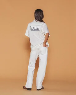 Cherry Relaxed Leg 5 Pocket Denim (White) Hot