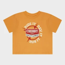 Cherry Ride It, Rev It Boxy Baby Tee (Orange) Sale