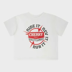 Cherry Ride It, Rev It Boxy Baby Tee (White) Fashion