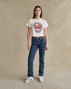 Cherry Ride It, Rev It Boxy Baby Tee (White) Fashion