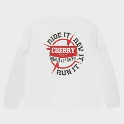 Cherry Ride It, Rev It Pocket L/S T-Shirt (White) Discount