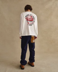 Cherry Ride It, Rev It Pocket L/S T-Shirt (White) Discount