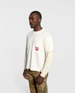 Cherry River Run Boxy Pocket Thermal L/S (Vintage White) Best Sale