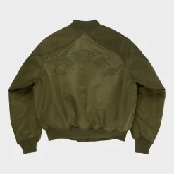 Cherry Satin Bomber Jacket (Olive) Online