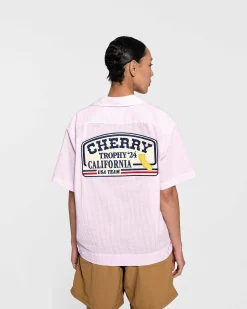 Cherry Seersucker Trophy Mechanic Shirt (Pink) Discount
