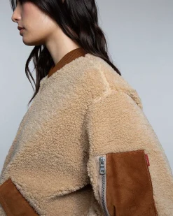 Cherry Sherpa Bomber Jacket (Natural) Cheap