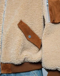 Cherry Sherpa Bomber Jacket (Natural) Cheap