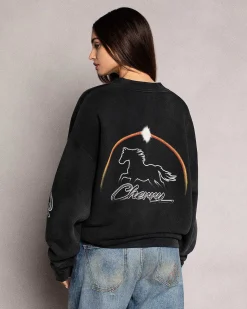 Cherry Stardust Henley Crewneck (Vintage Black) Hot