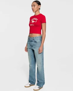 Cherry Straight Leg 5 Pocket Denim Jeans (George Wash) Hot