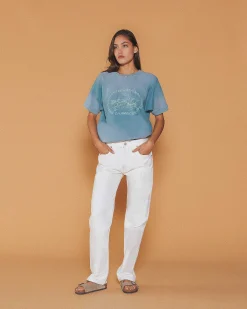 Cherry Straight Leg 5 Pocket Denim (White) Fashion