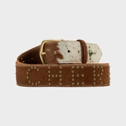 Cherry Studded Leather Belt (Calf Hair) Best