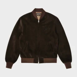 Cherry Suede Bomber Jacket (Espresso) New