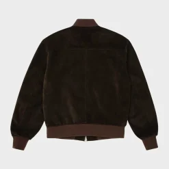 Cherry Suede Bomber Jacket (Espresso) New