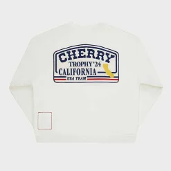 Cherry Trophy Henley Crewneck (Vintage White) New
