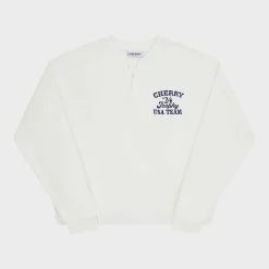 Cherry Trophy Henley Crewneck (Vintage White) New