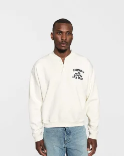 Cherry Trophy Henley Crewneck (Vintage White) New
