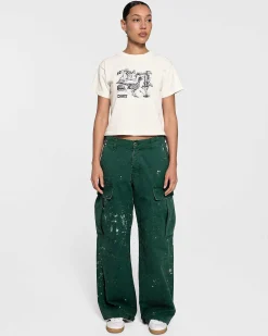 Cherry Wide Leg Painted Cargo (Cactus) Cheap