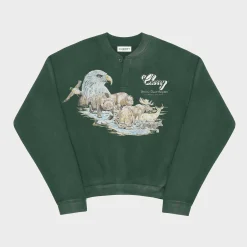 Cherry Wilderness Henley Crewneck (Green) Discount