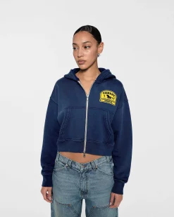 Cherry Women'S Cropped Zip-Up Hoodie (Navy) Sale