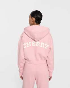 Cherry Women'S Cropped Zip-Up Hoodie (Pink) Outlet